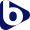 Small logo with a lowercase white “b” over a dark blue rounded triangular play-button shape, set against a light gray background.